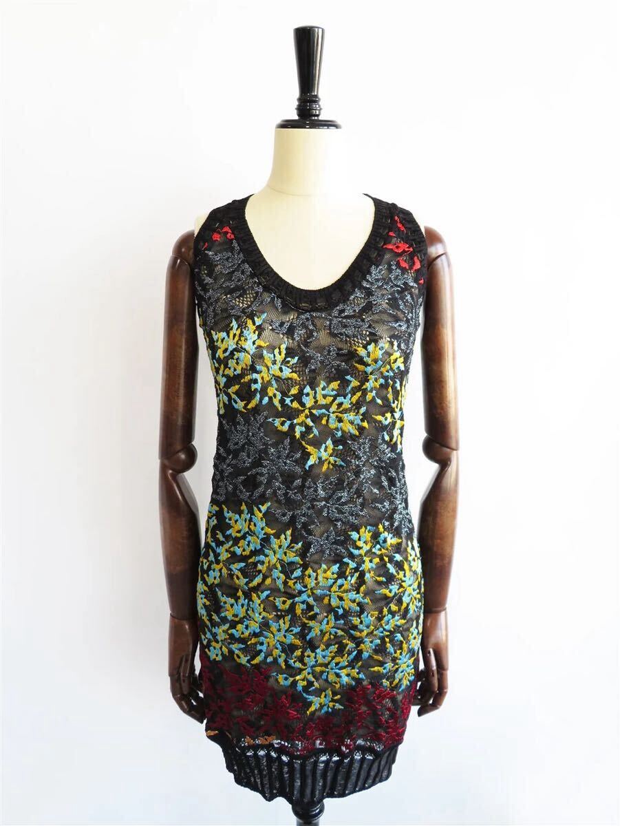 70381 MISSONI / ミッソーニ エンブロイダリー スリーブレス サマーニット ドレス拍卖