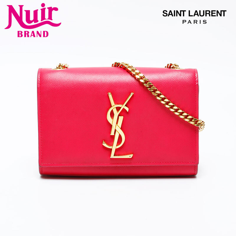 イヴ・サンローラン YVES SAINT LAURENT ショルダーバッグ ロゴ ケイト ミニ レザー チェーン ピンク拍卖