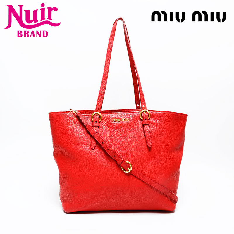 ミュウ ミュウ Miu Miu ショルダーバッグ レザー 2way レッド拍卖
