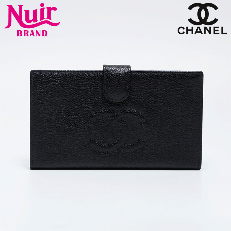 シャネル CHANEL 長財布 6番台 2000-2002 キャビア ココマーク ブラック拍卖