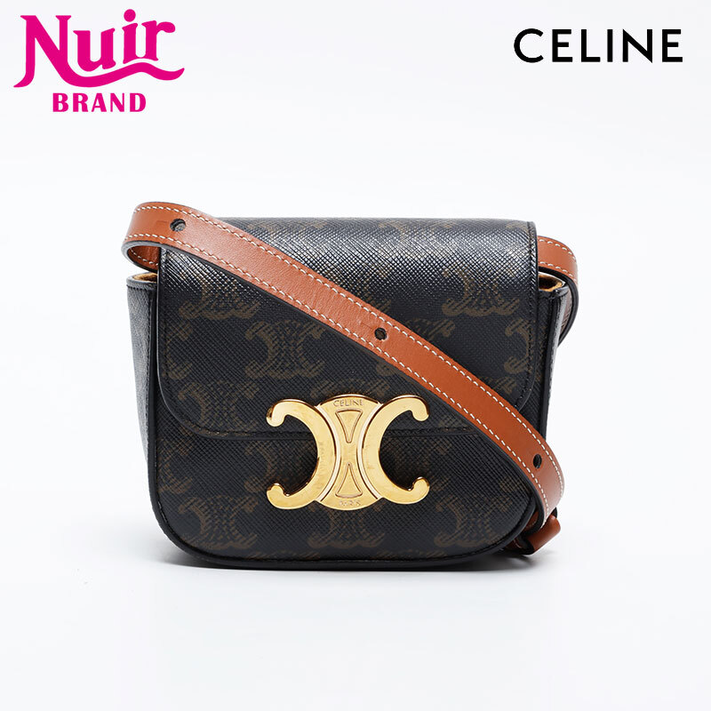 セリーヌ CELINE ショルダーバッグ マカダム ミニ クロード トリオンフ ブラウン拍卖