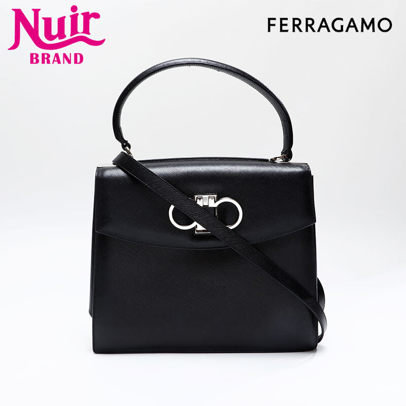 サルヴァトーレフェラガモ Salvatore Ferragamo ショルダーバッグ トップハンドル レザー 2way ガンチーニ ブラック拍卖