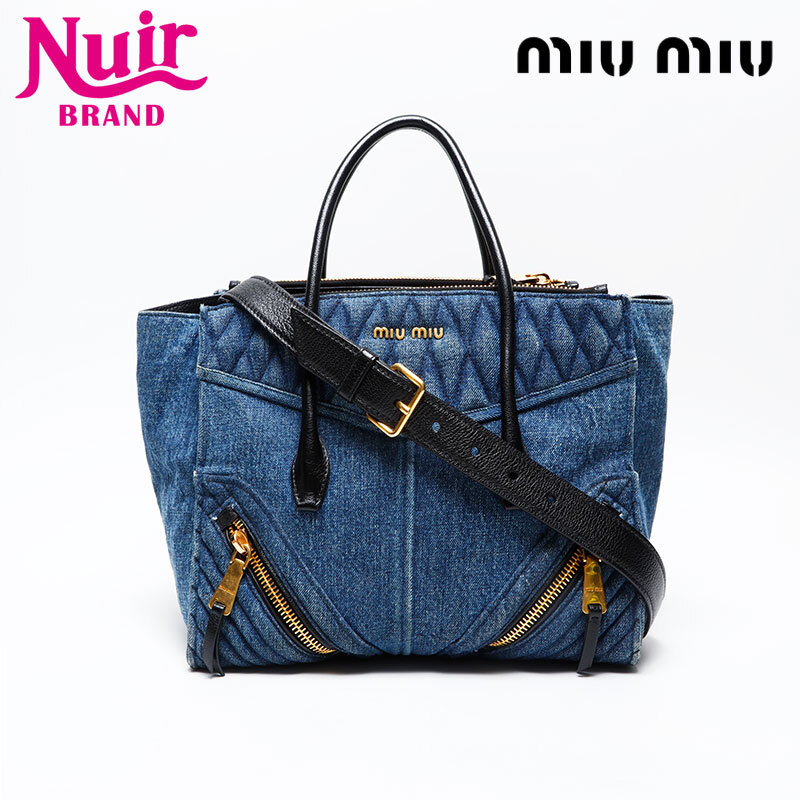 ミュウ ミュウ Miu Miu ハンドバッグ デニム マテラッセ 2way ブルー拍卖