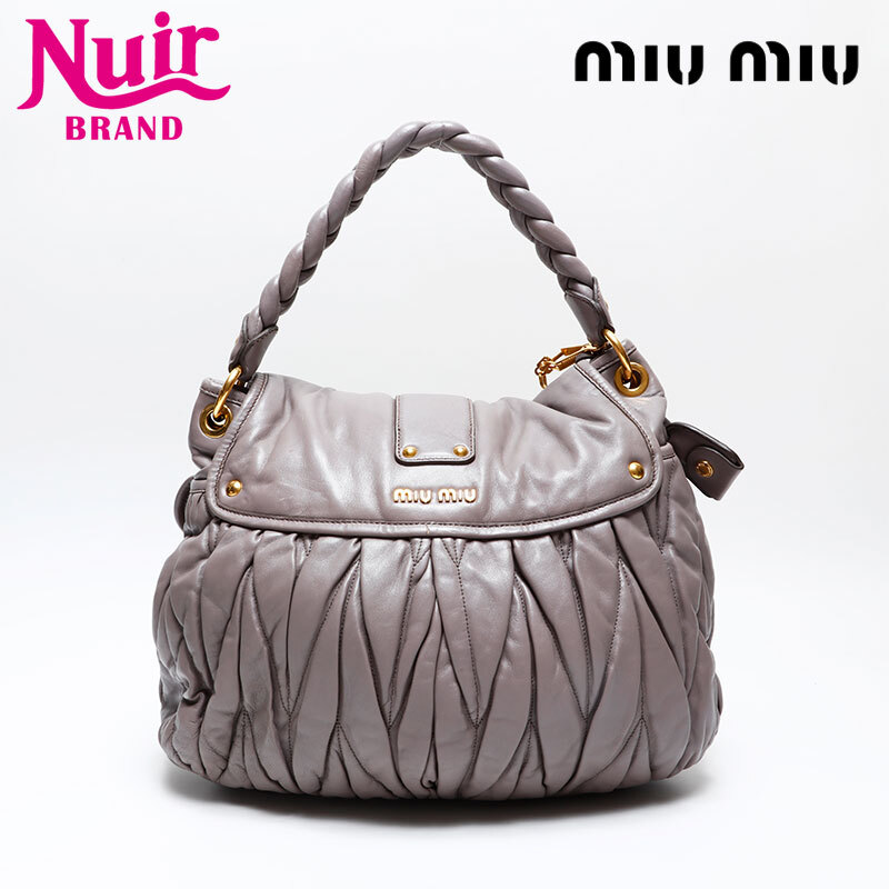ミュウ ミュウ Miu Miu ショルダーバッグ レザー マテラッセ グレー拍卖
