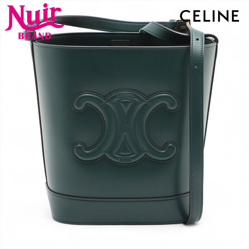 セリーヌ CELINE ショルダーバッグ レザー バケット トリオンフ グリーン拍卖
