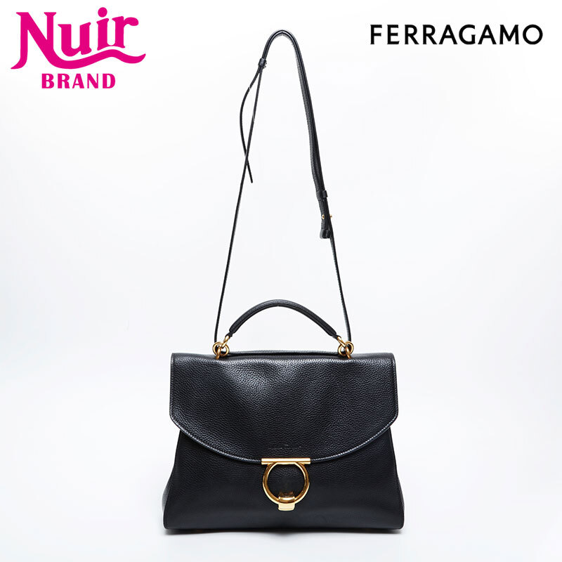 サルヴァトーレフェラガモ Salvatore Ferragamo ショルダーバッグ レザー ガンチーニ ブラック拍卖