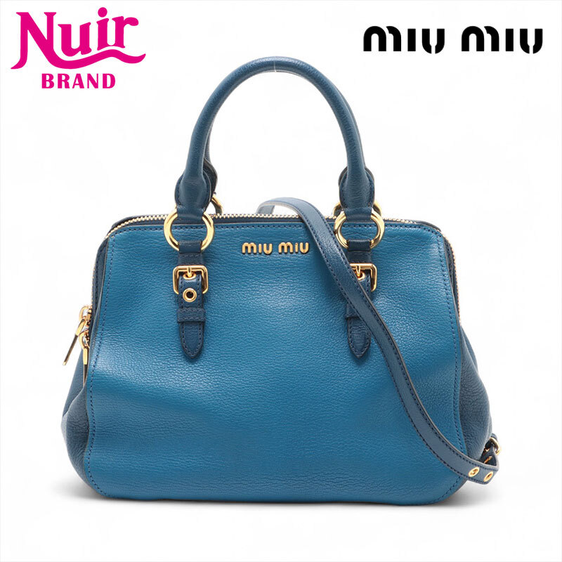 ミュウ ミュウ Miu Miu ハンドバッグ レザー 2way ブルー拍卖