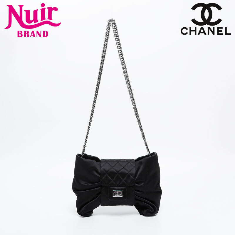 シャネル CHANEL ショルダーバッグ 12番台 2008-2009 サテン リボン ブラック拍卖
