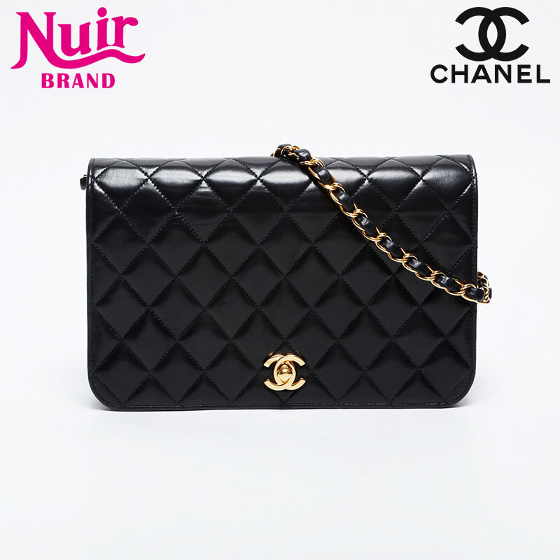 シャネル CHANEL ショルダーバッグ 7番台 2002-2003 フルフラップ マトラッセ チェーン ブラック拍卖