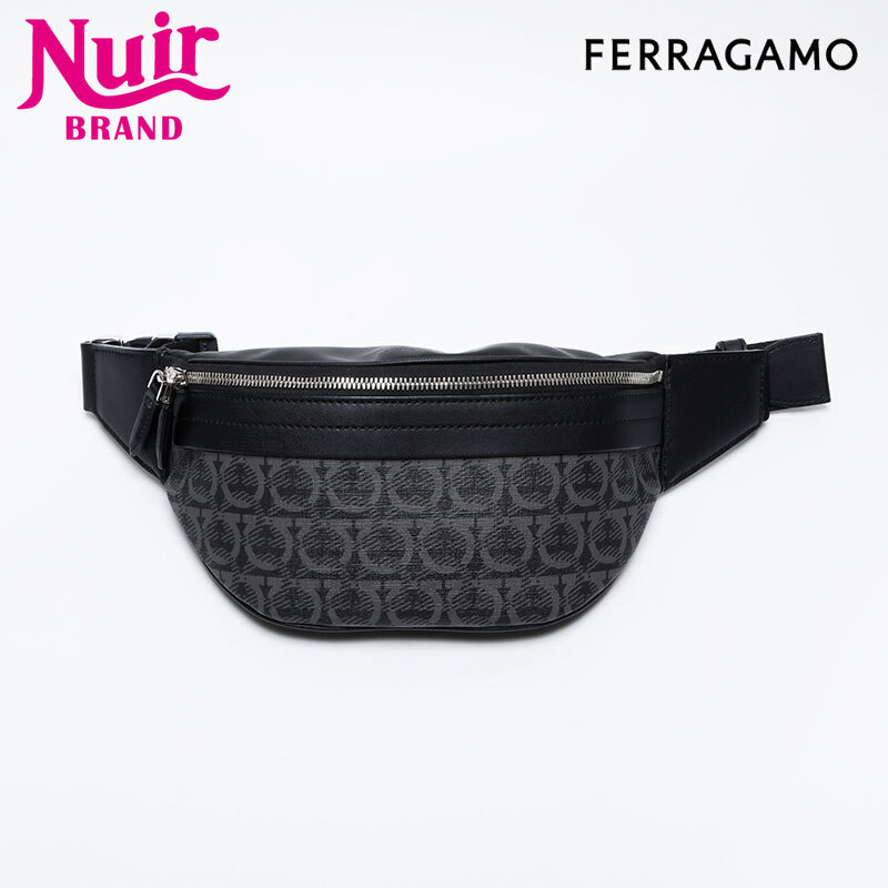 サルヴァトーレフェラガモ Salvatore Ferragamo ウエストバッグ PVC ガンチーニ ロゴ ブラック拍卖