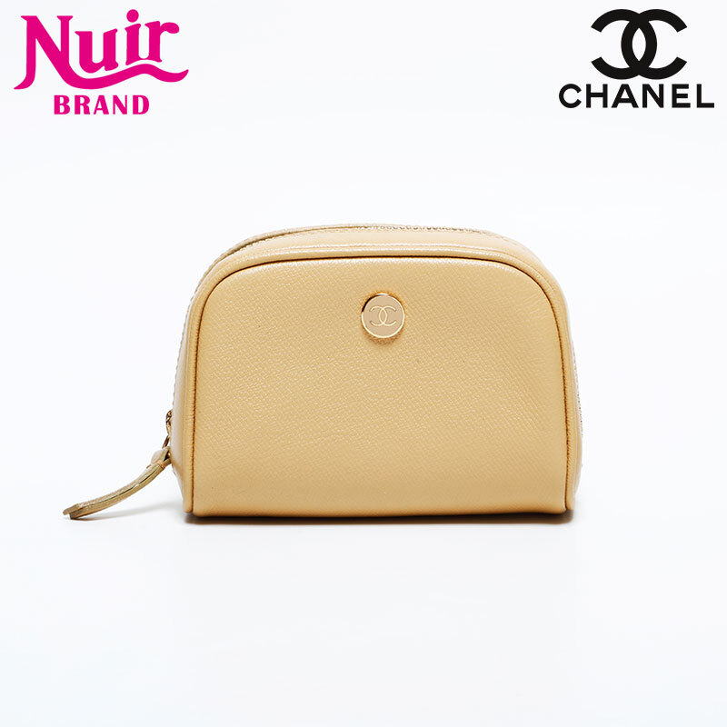 シャネル CHANEL ポーチ ココボタン レザー 8番台 2003-2004 ベージュ拍卖