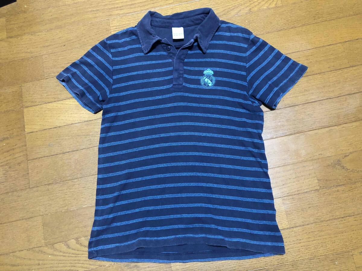 ★即決★ADIDAS アディダス★レアル・マドリード ポロシャツ★Mサイズ★ネイビー×青ボーダー★Real Madrid★サッカー シャツ★送料230円拍卖