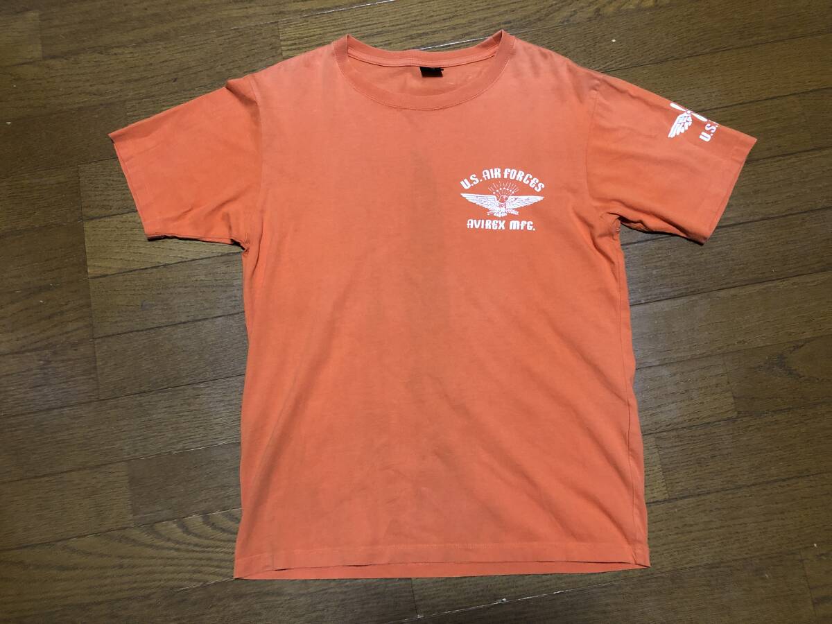 ★即決★AVIREX アヴィレックス★半袖Tシャツ★オレンジ★Mサイズ★US AIR FORCE★プリントT★ミリタリーシャツ★USAF★送料230円★拍卖
