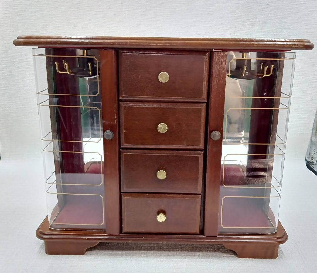 【S68】アクセサリーボックス/木製/インテリア/昭和レトロ/小物入れ/4段引き出し/現状品拍卖