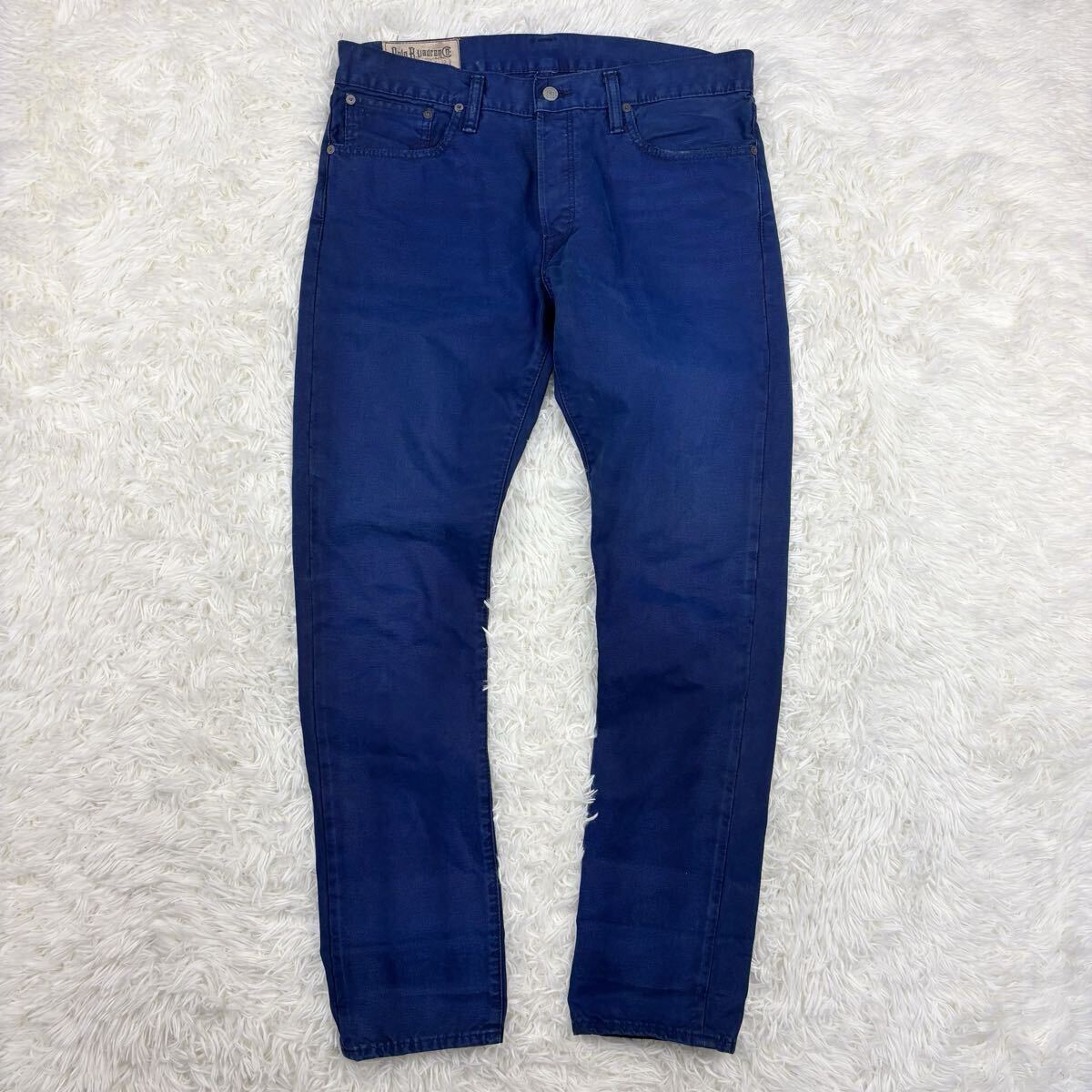 『希少!』POLO RALPH LAUREN ポロラルフローレン ダック生地 インディゴ染 5ポケット ストレート デニムパンツ W32 国内正規品拍卖