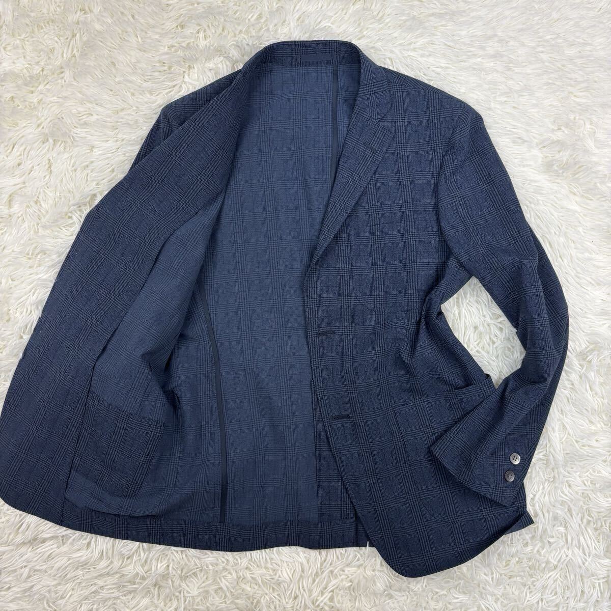 『未使用級!』VAN JACKET ヴァンジャケット 段返り 3つボタン テーラードジャケット チェック ネイビー M 背抜き ブレザー アイビー拍卖