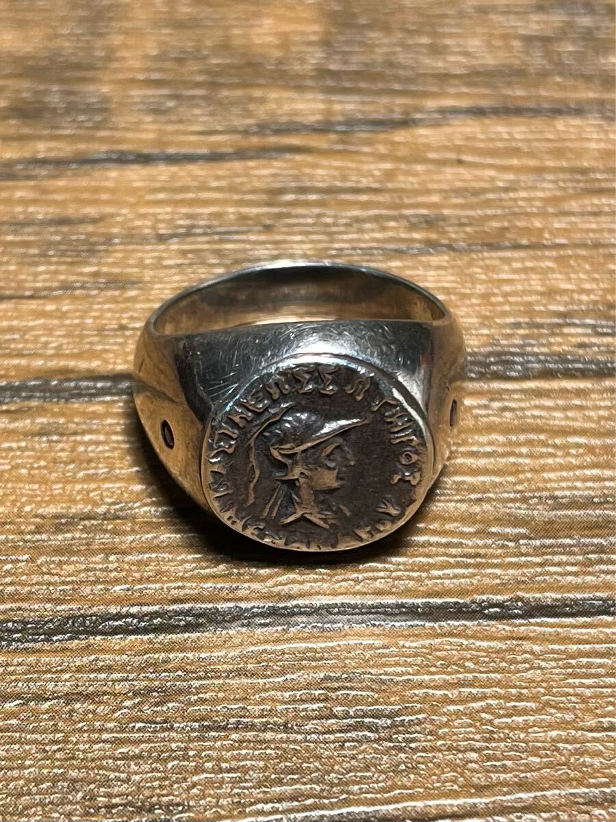 amp japan SAINTS アンプジャパン セインツ SILVER 925 アテナ ギリシャ 印台 コイン スタンプ カレッジ リング ルビー 約18〜19号拍卖