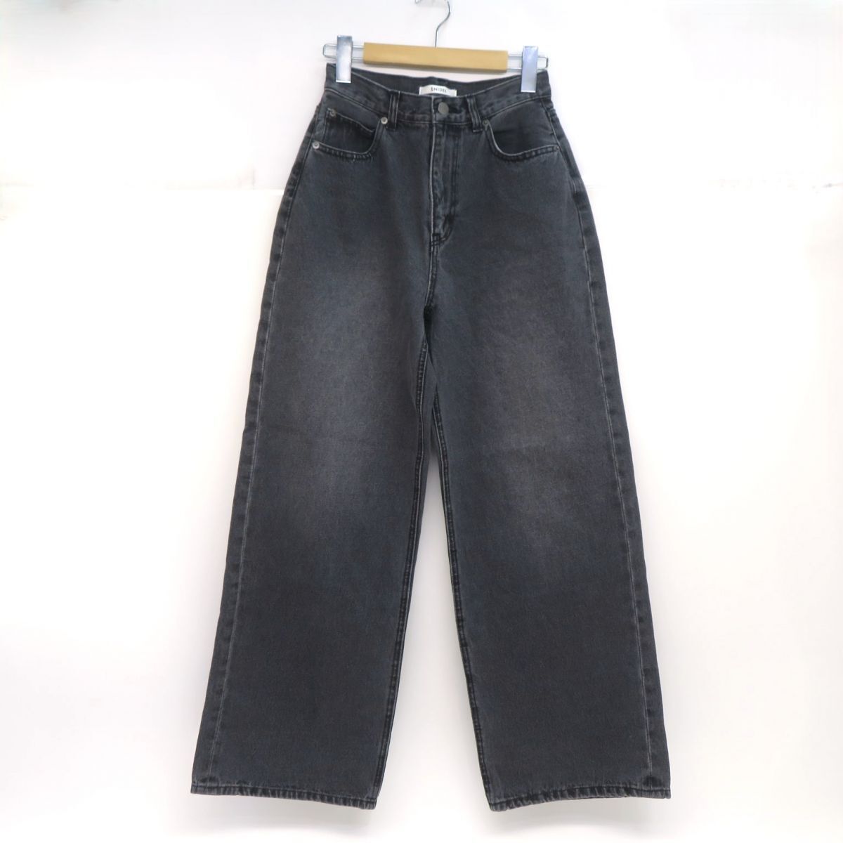 140 【未使用】SNIDEL スナイデル ワイドデニムパンツ サイズ1 SWFP252136 ブラック レディース拍卖