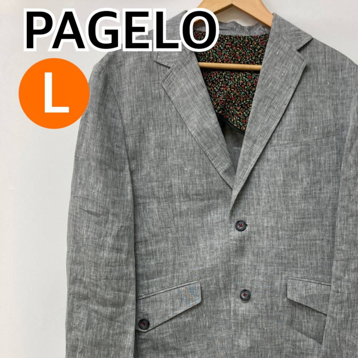 PAGELO パジェロ ジャケット アウター テーラードジャケット グレー メンズ Lサイズ【CT1487】拍卖