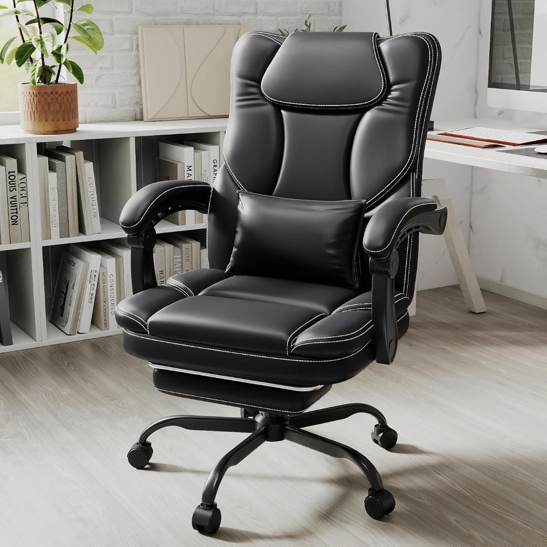 オフィスチェア デスク 社長椅子 リクライニング 155度無段階 PUレザー拍卖