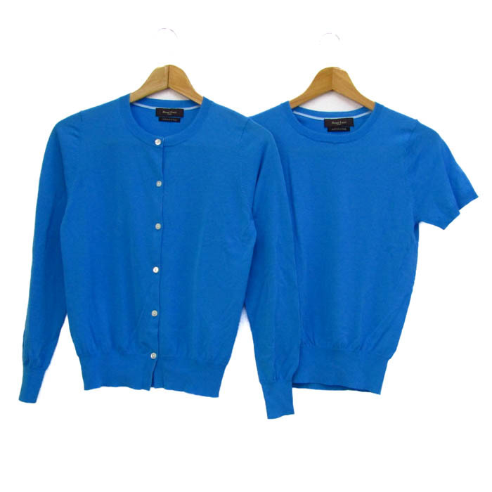 デミルクス ビームス アンサンブル カーディガン 半袖 ニット トップス レディース フリーサイズ ブルー Demi-luxe beams拍卖