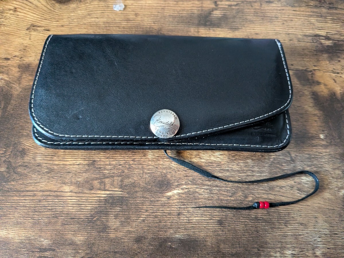 KOUDELKA|クーデルカ ロングウォレット 黒 シンプル 925コンチョ付き 長財布 本革 レザー 財布 バイカーズ ライダース拍卖