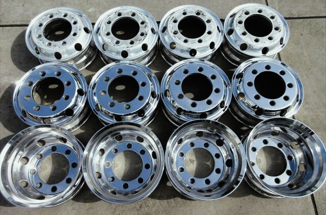 送料無料 Stone-G アルミホイール 美品 JIS 球面座 19.5×6.75 147 8穴 鏡面仕上げ済み 12本セット 4軸低床拍卖