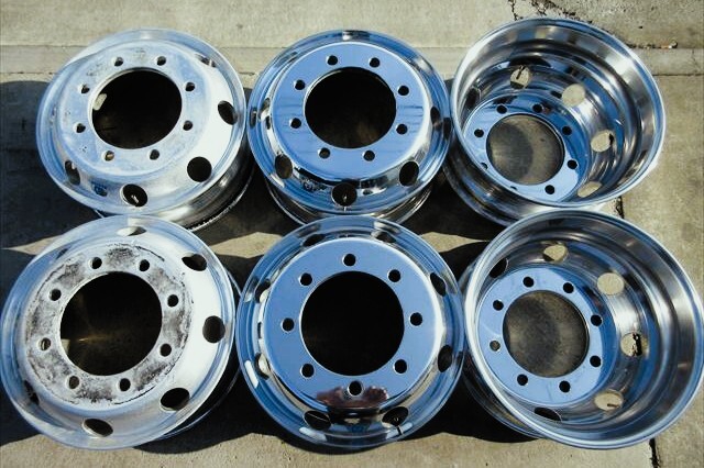 送料無料 増トン アルコア アルミホイール ISO 平面座 19.5×6.75 147 8穴 鏡面仕上げ済み 6本セット その2拍卖