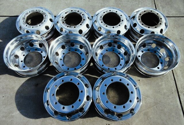 送料無料 アルコア アルミホイール ISO 平面座 22.5×7.50 10穴 鏡面仕上げ済み 10本セット その1拍卖