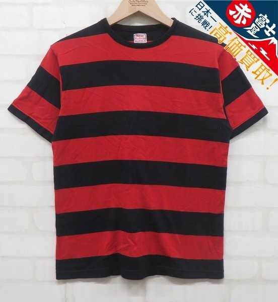 9T5008【クリックポスト対応】CUSHMAN WIDE BORDER TEE 26839 クッシュマン 半袖ワイドボーダーTシャツ拍卖