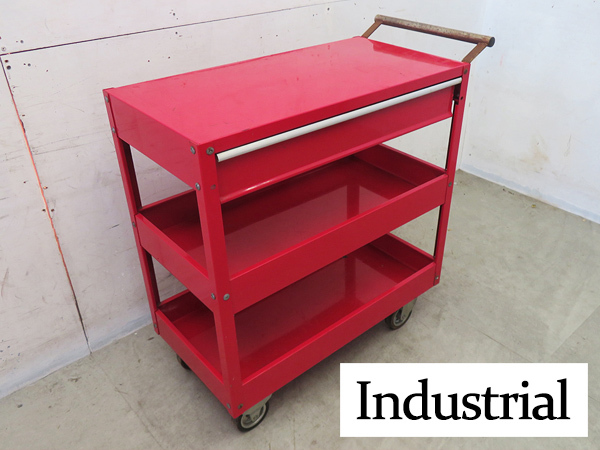 ■P644■インダストリアル■ツールワゴン■ツール収納■工具箱■キャスター付き■レッド/赤■ガレージ/倉庫■拍卖