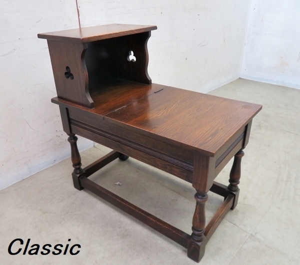 ■P747A■美品■英国製■Priory Furniture社■英国クラシック■テレフォンベンチ■サイドテーブル■オーク材■拍卖