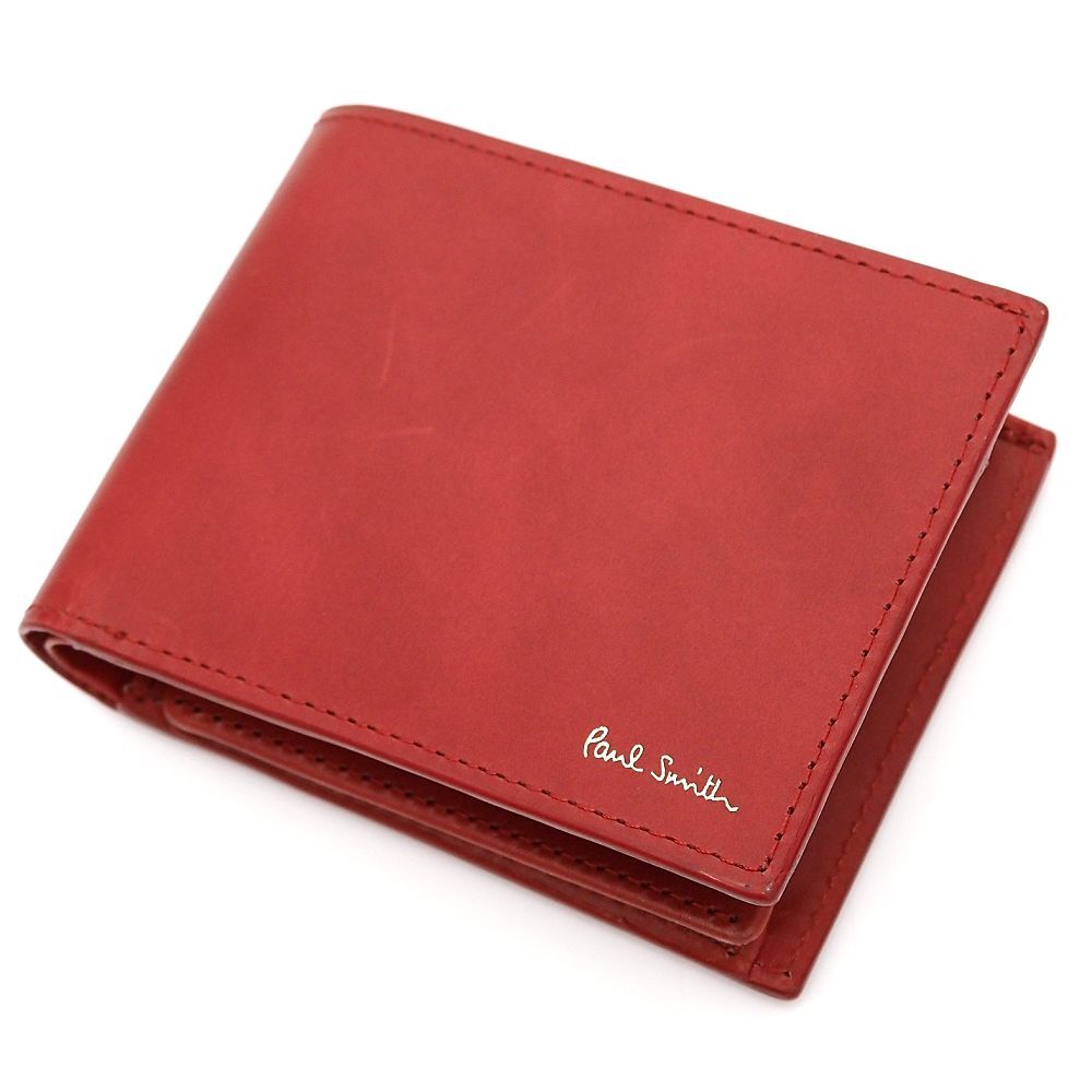G06194 未使用品 Paul Smith/クラシック レザーウォレット 2つ折り財布 レッド BPS093 ポールスミス メンズ拍卖