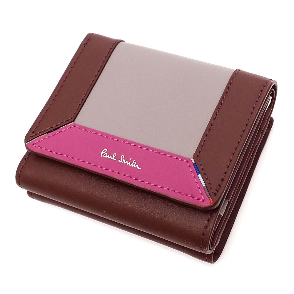 G06230 未使用品 Paul Smith/レザーウォレット 2つ折り財布 トープ/ワイン BPW274 ポールスミス レディース 拍卖