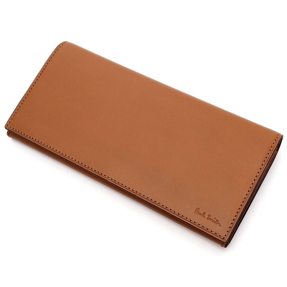 G06184 未使用品 Paul Smith ベジタンストライプトリム レザーウォレット 長財布 キャメル BPS634 ポールスミス メンズ拍卖
