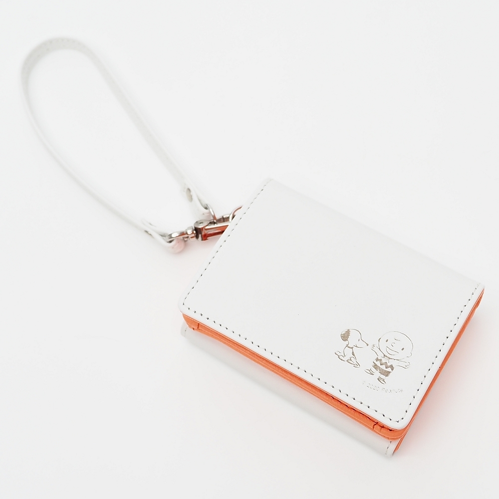 G06244 未使用品 KUBERA 9981 × Peanuts スヌーピー レザーウォレット 財布 ホワイト/オレンジ チャーリーブラウン レディース拍卖