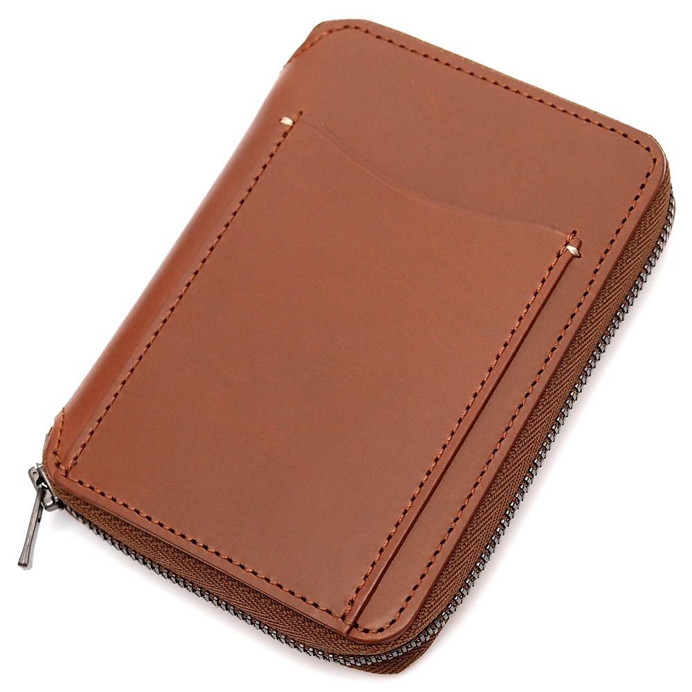 H0621S 新品 MARGARET HOWELL/ブライドルレザー ラウンド ウォレット 財布 ブラウン 日本製 マーガレットハウエル メンズ レディース拍卖