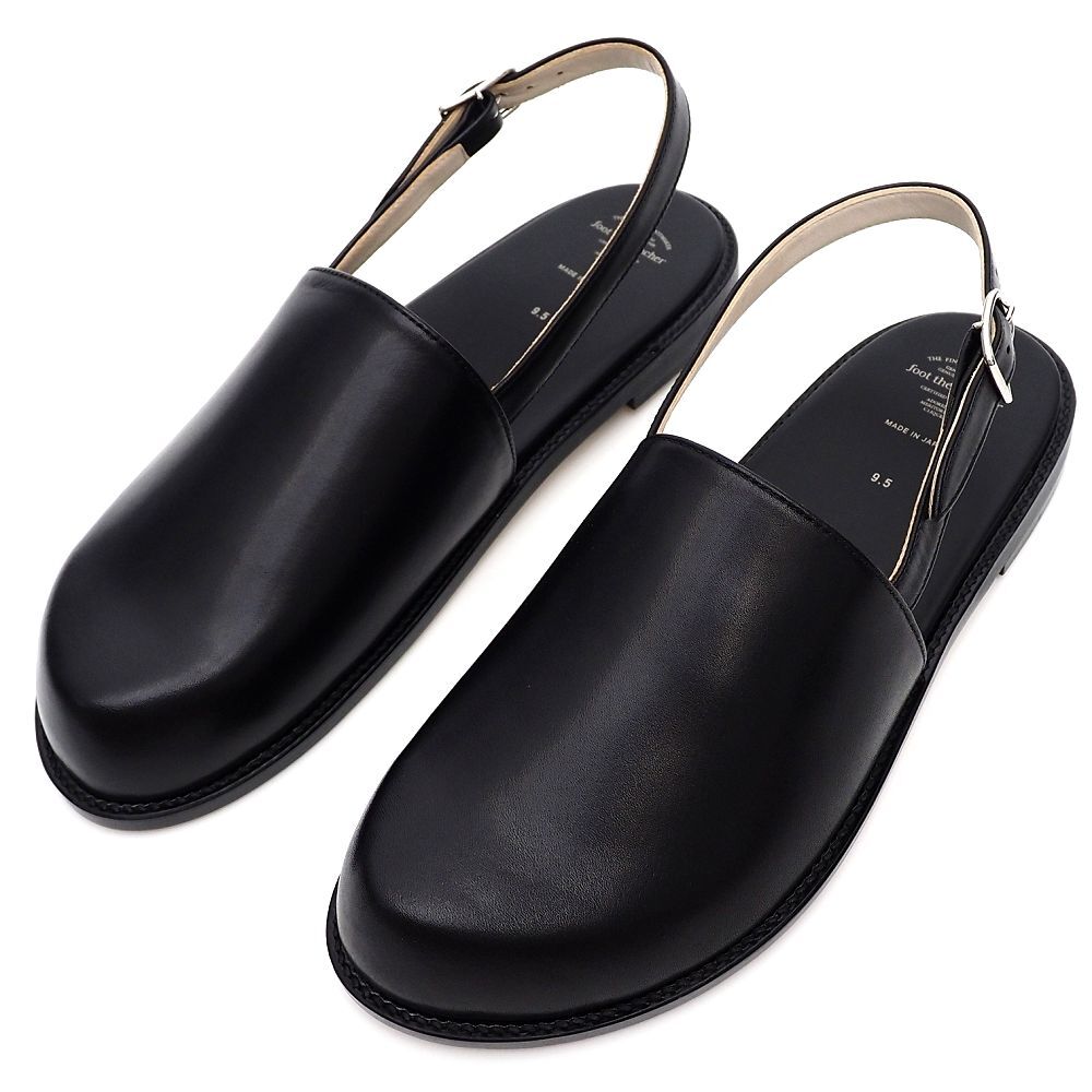 H0607S 新品 foot the coacher/CLOSED TOE レザーサンダル 【サイズ:9.5】 ブラック レザーソール フットザコーチャ― メンズ拍卖