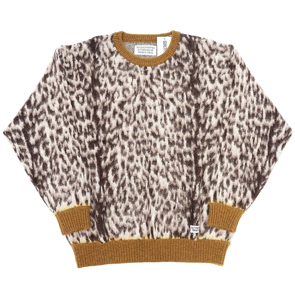 H06100 新品 WACKO MARIA/GUILTY PARTIES LEOPARD MOHAIR CREW NECK SWEATER ニット セーター 【サイズ:L】 WHITE ワコマリア メンズ拍卖