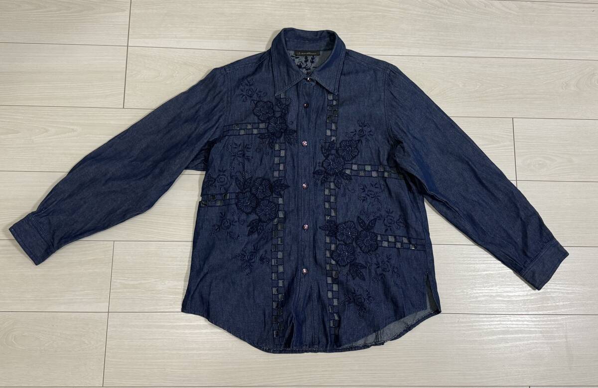 ★ラスコリナス Lascolinas 長袖シャツジャケット 花柄 ビーズ★拍卖