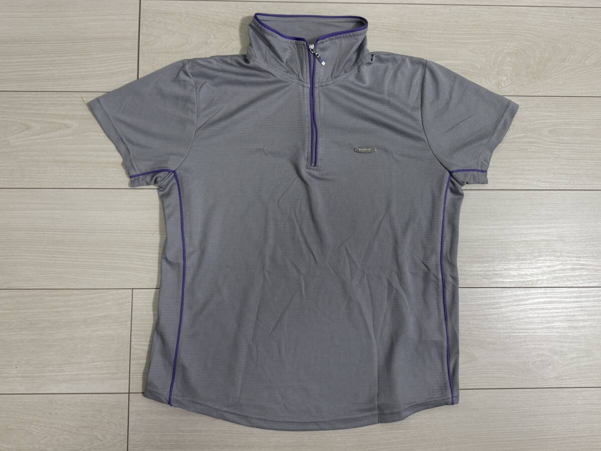 ★DUNLOP ダンロップ レディース 半袖ポロシャツ ハーフジップ グレー Lサイズ ゴルフ スポーツ★拍卖