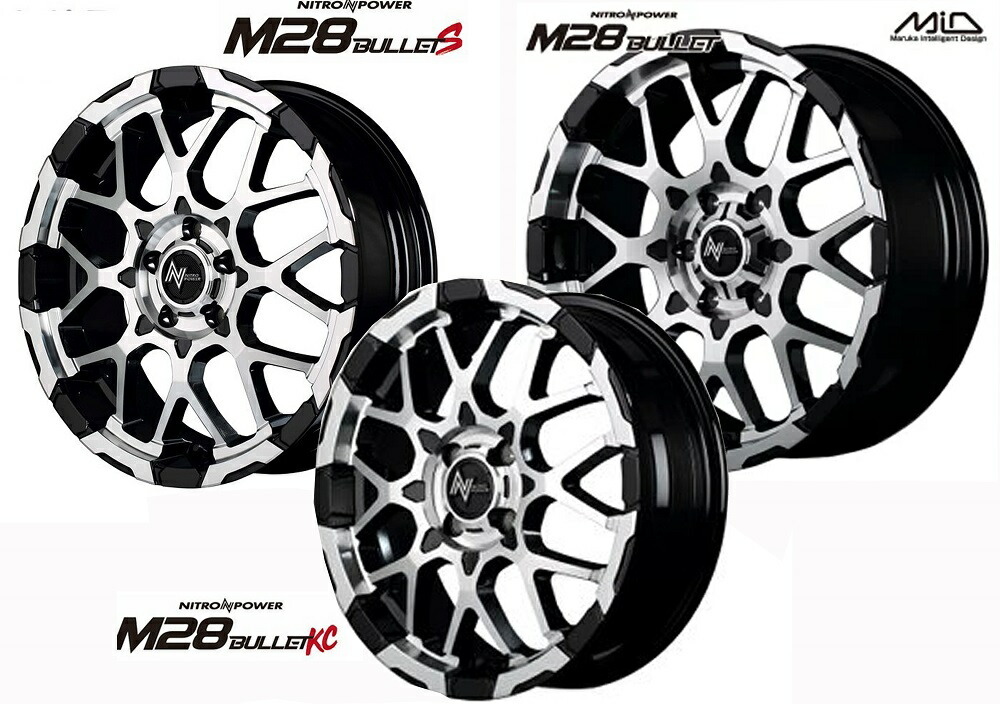 20インチ 6H139.7 8.5J+20 6穴 ナイトロパワー バレット ホイール 1本 ブラック ミラーカット MID WHEELS NITRO POWER M28 BULLET拍卖