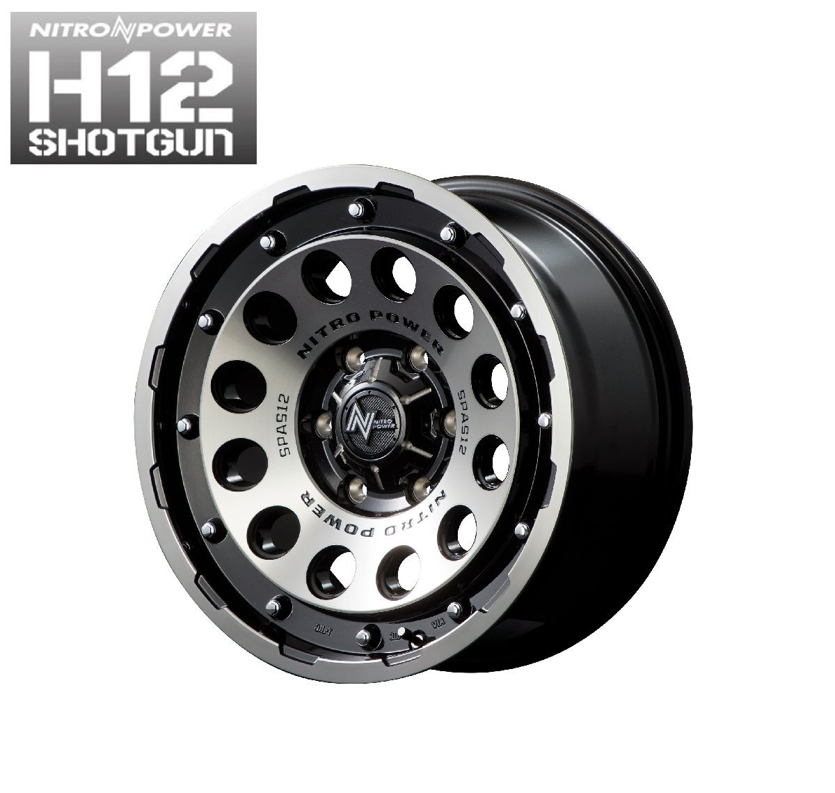 14インチ 4H100 4.5J+45 4穴 ナイトロパワー ショットガン ホイール 4本 ブラッククリア マシニング MID WHEELS NITRO POWER H12 SHOTGUN拍卖