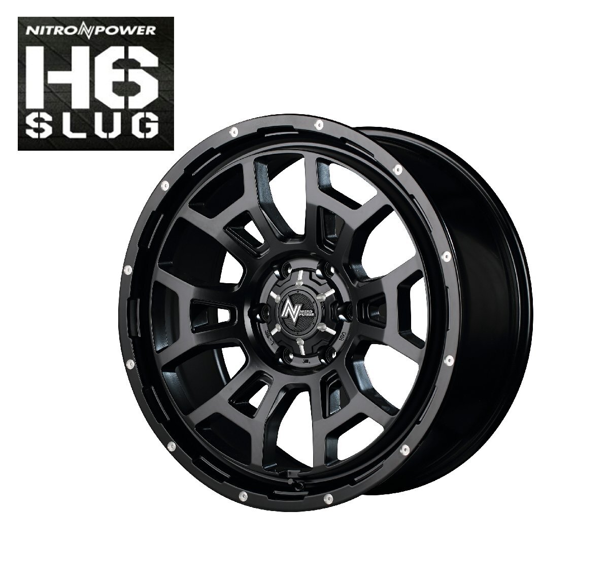 17インチ 6H139.7 8.0J 8J+20 6穴 ナイトロパワー スラッグ ホイール 4本 セミグロスブラック マシニング MID WHEELS NITRO POWER H6 SLUG拍卖