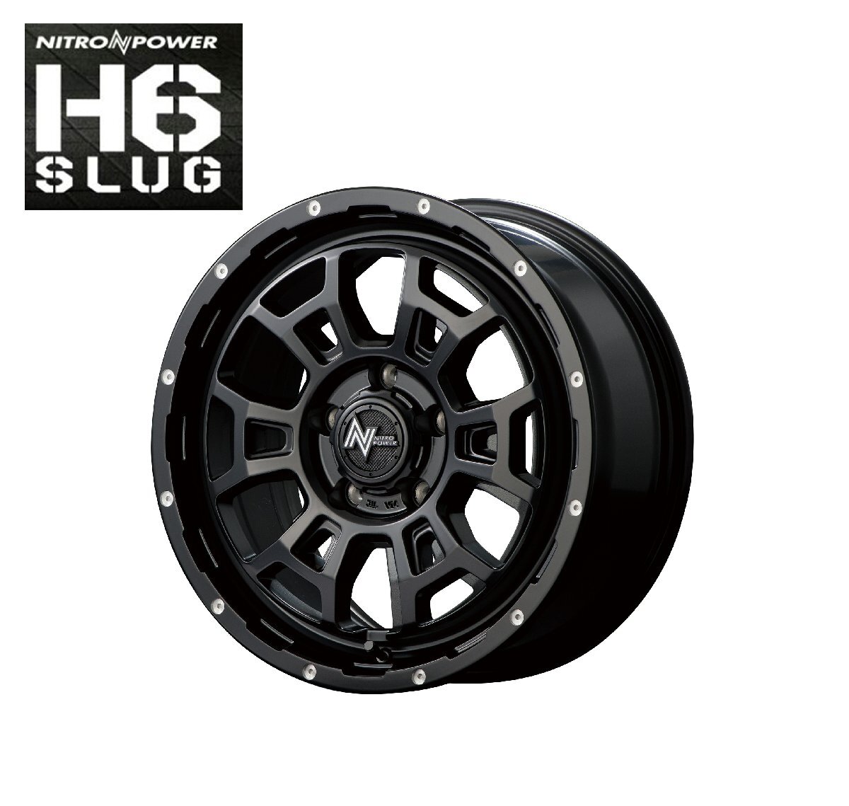 17インチ 5H114.3 7.0J 7J+42 5穴 ナイトロパワー スラッグ ホイール 4本 セミグロスブラック マシニング MID WHEELS NITRO POWER H6 SLUG拍卖