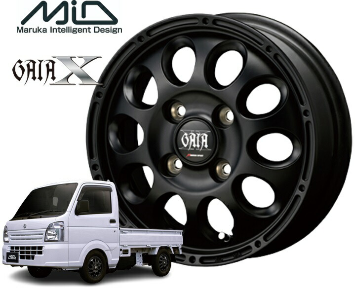 12インチ 4H100 3.50B+45 4穴 ガイアクロス ホイール 4本 マットブラック MID WHEELS GAIA X拍卖