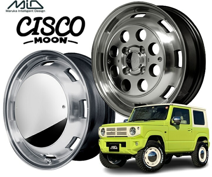 14インチ 4H100 4.5J+45 4穴 ガルシアシスコ ムーン ホイール 1本 メタリックグレーポリッシュ MID WHEELS Garcia CISCO MOON拍卖
