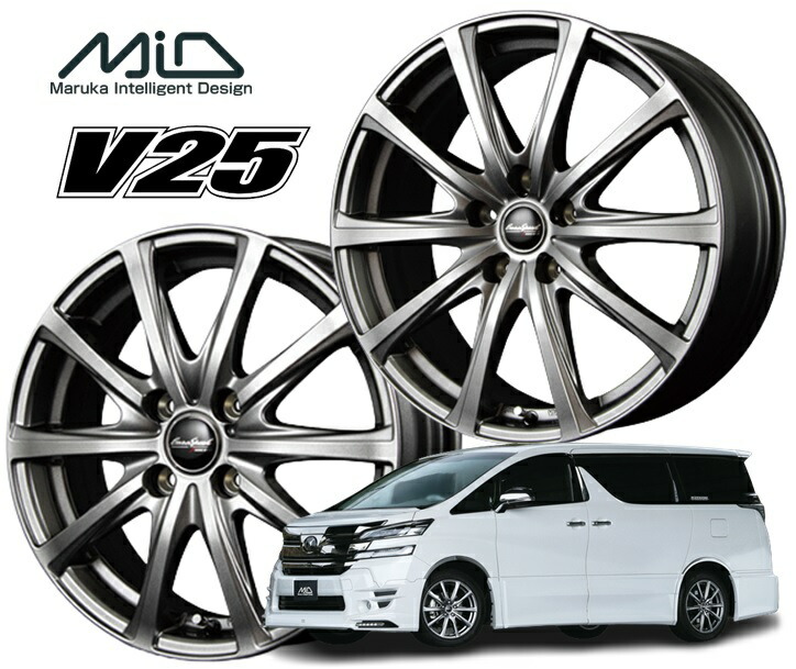 12インチ 4H100 4.00B+42 4穴 ホイール 1本 メタリックグレー MID WHEELS V25拍卖