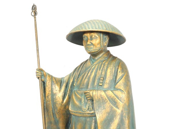 真作/晝間弘/「弘法大師」/大型 ブロンズ像/高:約65cm/重:約15.4kg/銅像/銅造/在銘/彫刻/オブジェ/作家物/置物/骨董/美術品/日本芸術院会員拍卖