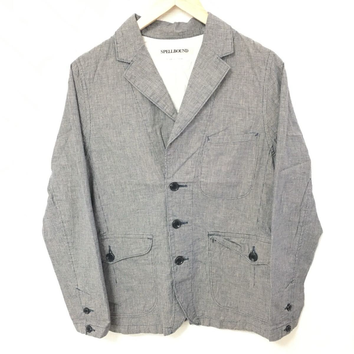 日本製◎【SPELLBOUND】スペルバウンド ジャケット テーラード スーツ 千鳥格子 サマー 春夏 さわやか メンズ ブラック サイズ2/Y34719fF拍卖